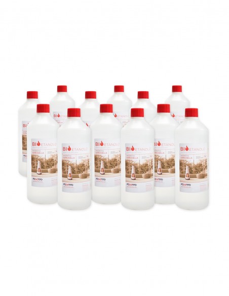Bottiglia 1lt Bioetanolo citronella (confezione da 12 bottiglie)