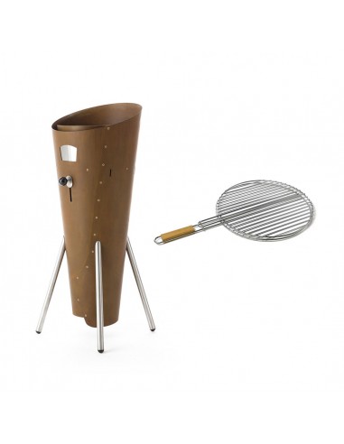 ConoGrill Corten, barbecue a legna da esterno con griglia