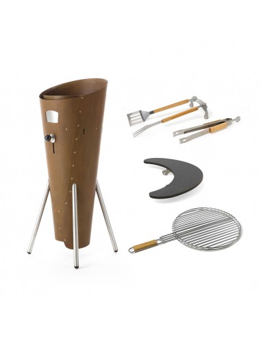 ConoGrill Corten Full, barbecue a legna da esterno con accessori inclusi