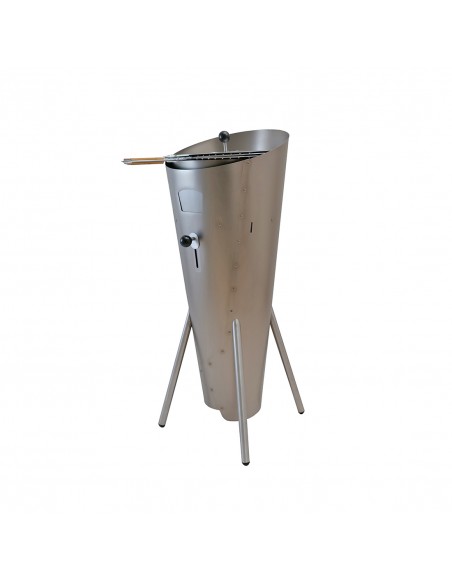 ConoGrill Inox Full, barbecue a legna da esterno con accessori inclusi